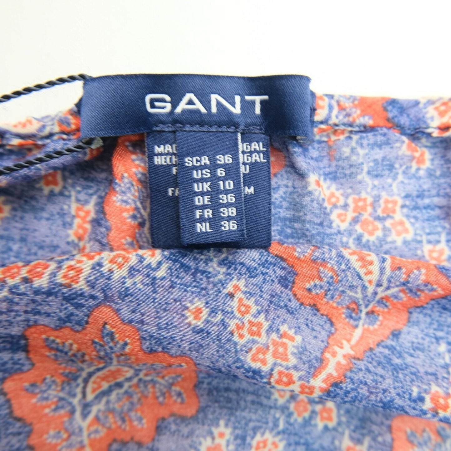 GANT Bleu Paisley V Neck Tank Top T-Shirt Blouse Taille EU 36 UK 10 US 6