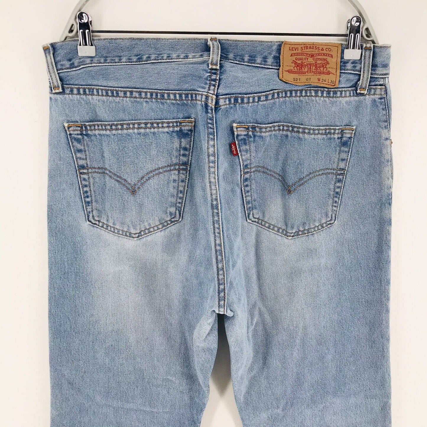 Vintage Levi's 521 02 Blue Regular Straight Fit Jeans Size W36 L30