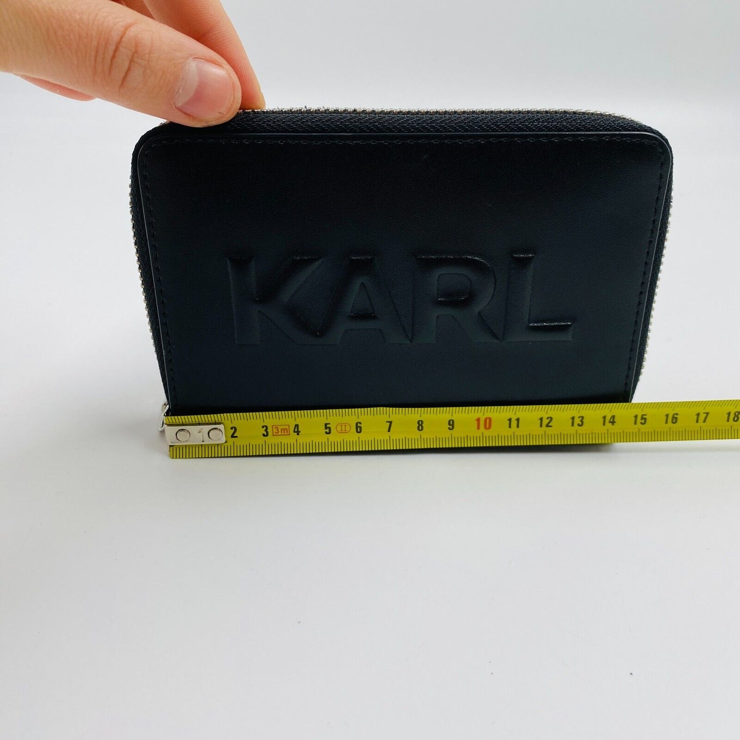 Karl Lagerfeld Black Women Zip Around Cow Leather Wallet