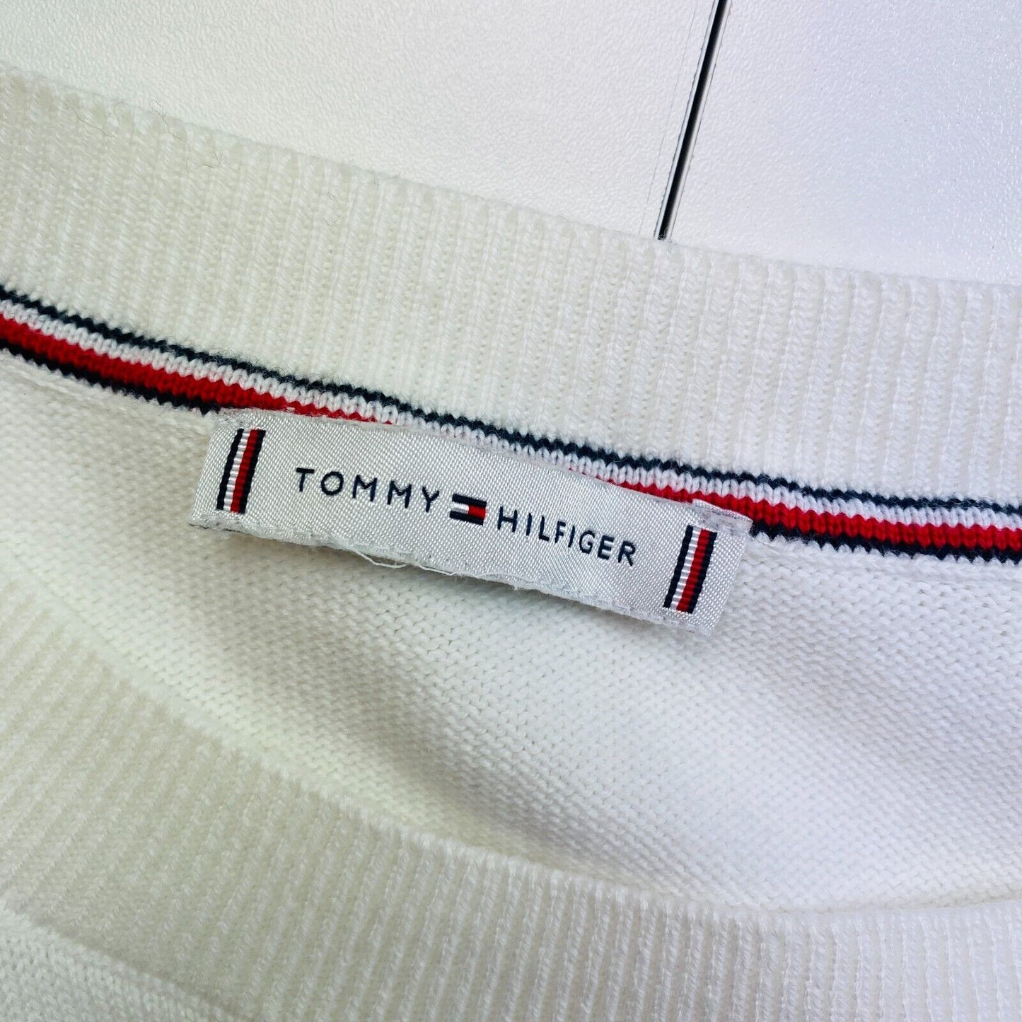 TOMMY HILFIGER White Relaxed Fit Sweater Jumper Size L