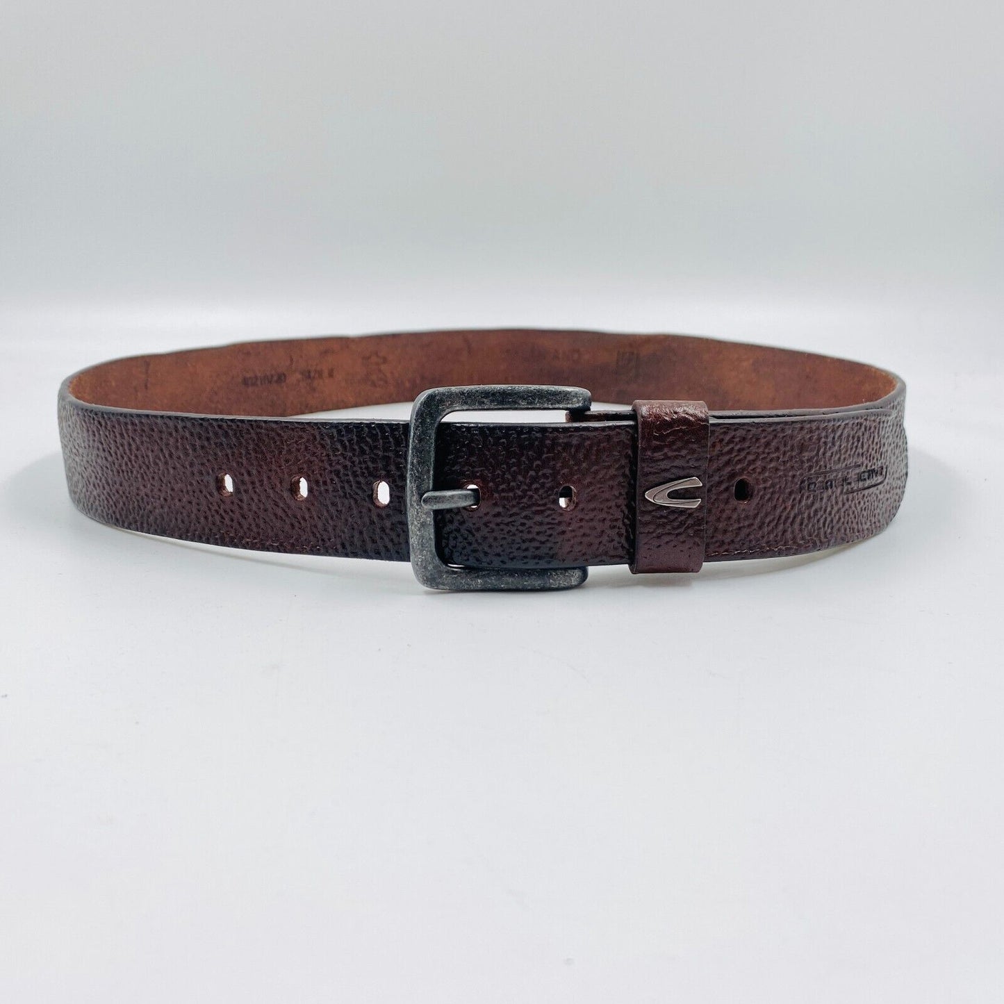 Camel Active Mens Dark Brown Classic Textured Leather Belt Size M