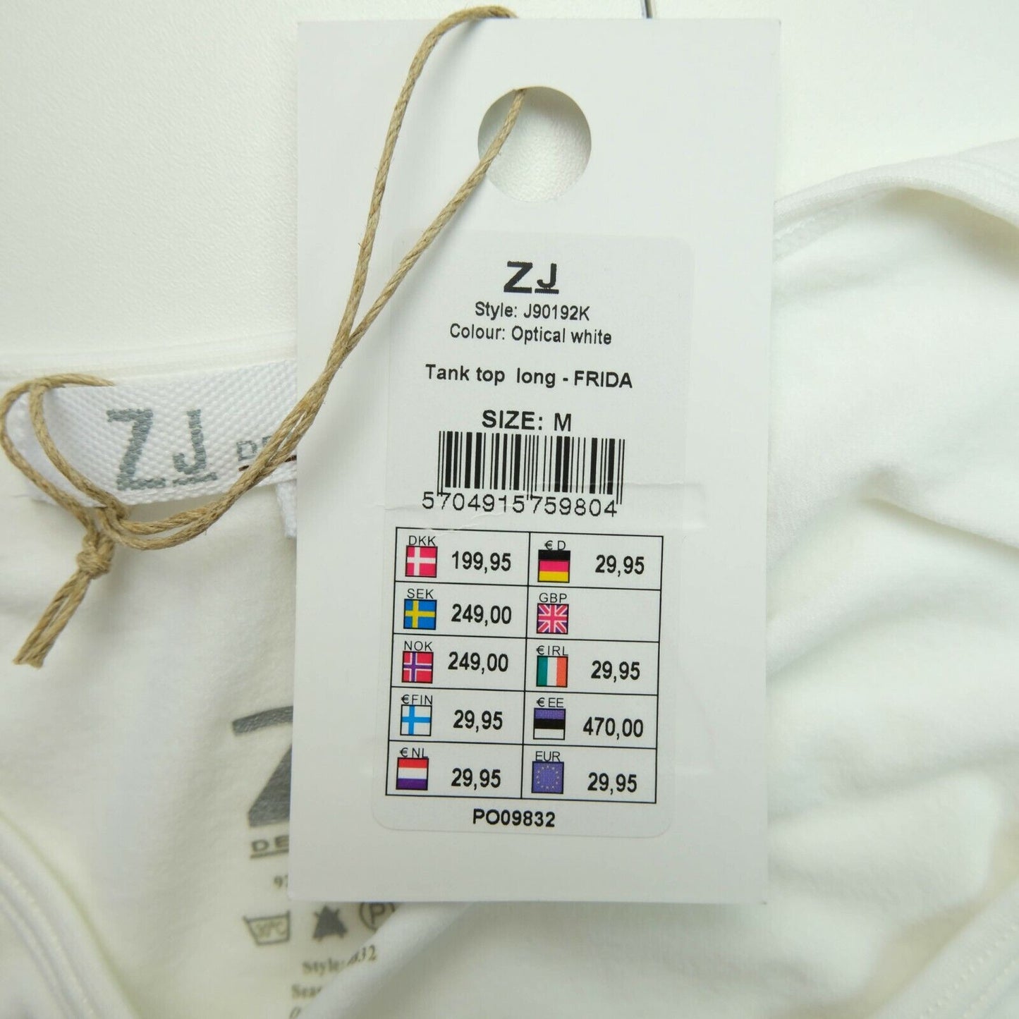 ZJ Denim Identity White Long Tank Top Size M