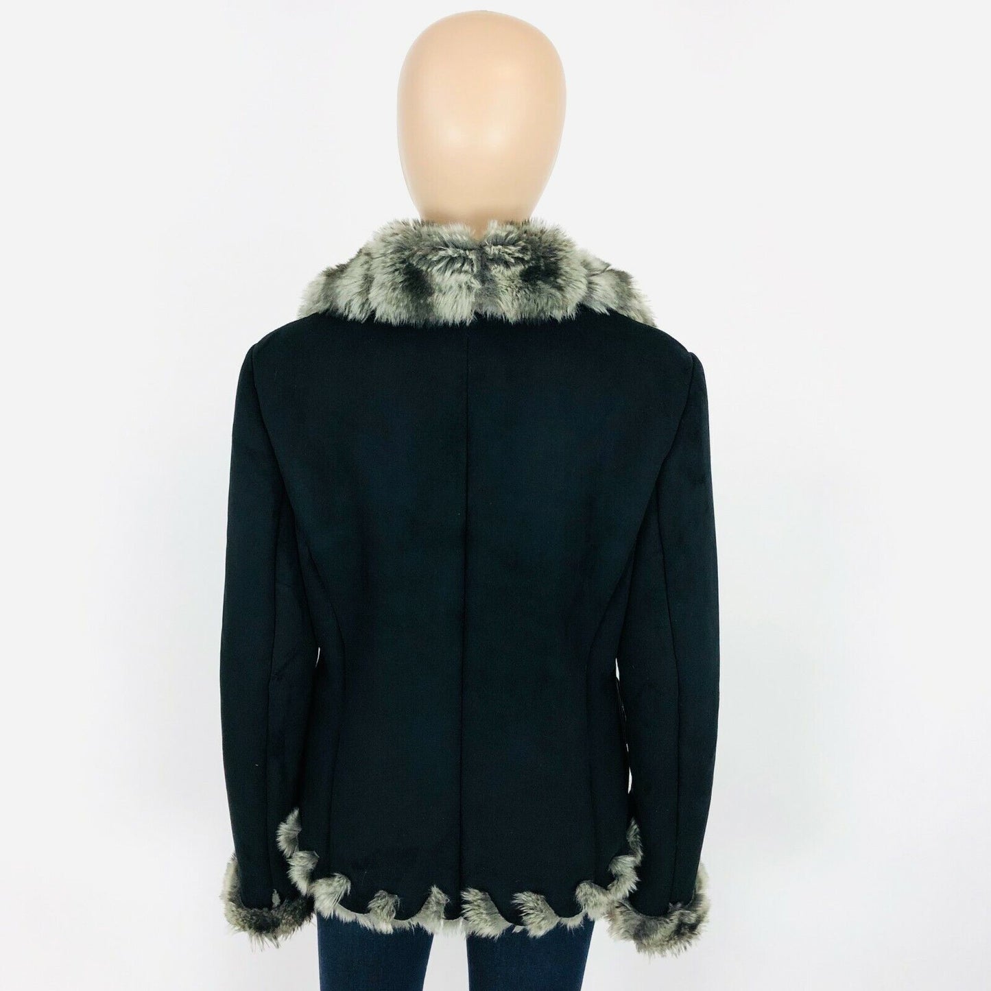 Handmade Unbranded Black Faux Fur Coat Jacket Size M