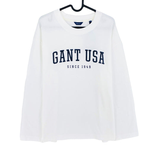 GANT White USA Graphic Oversized Long Sleeves T Shirt Size M