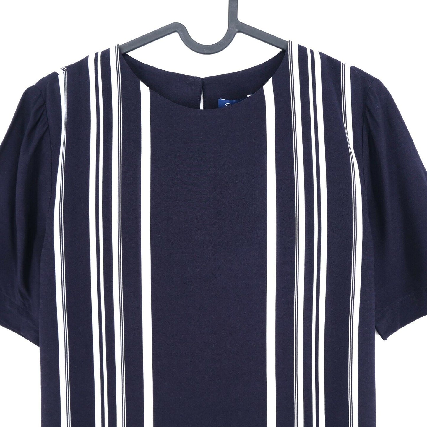 GANT Navy Blue Border Striped Crew Neck Top T Shirt Size EUR 36 UK 10 US 8