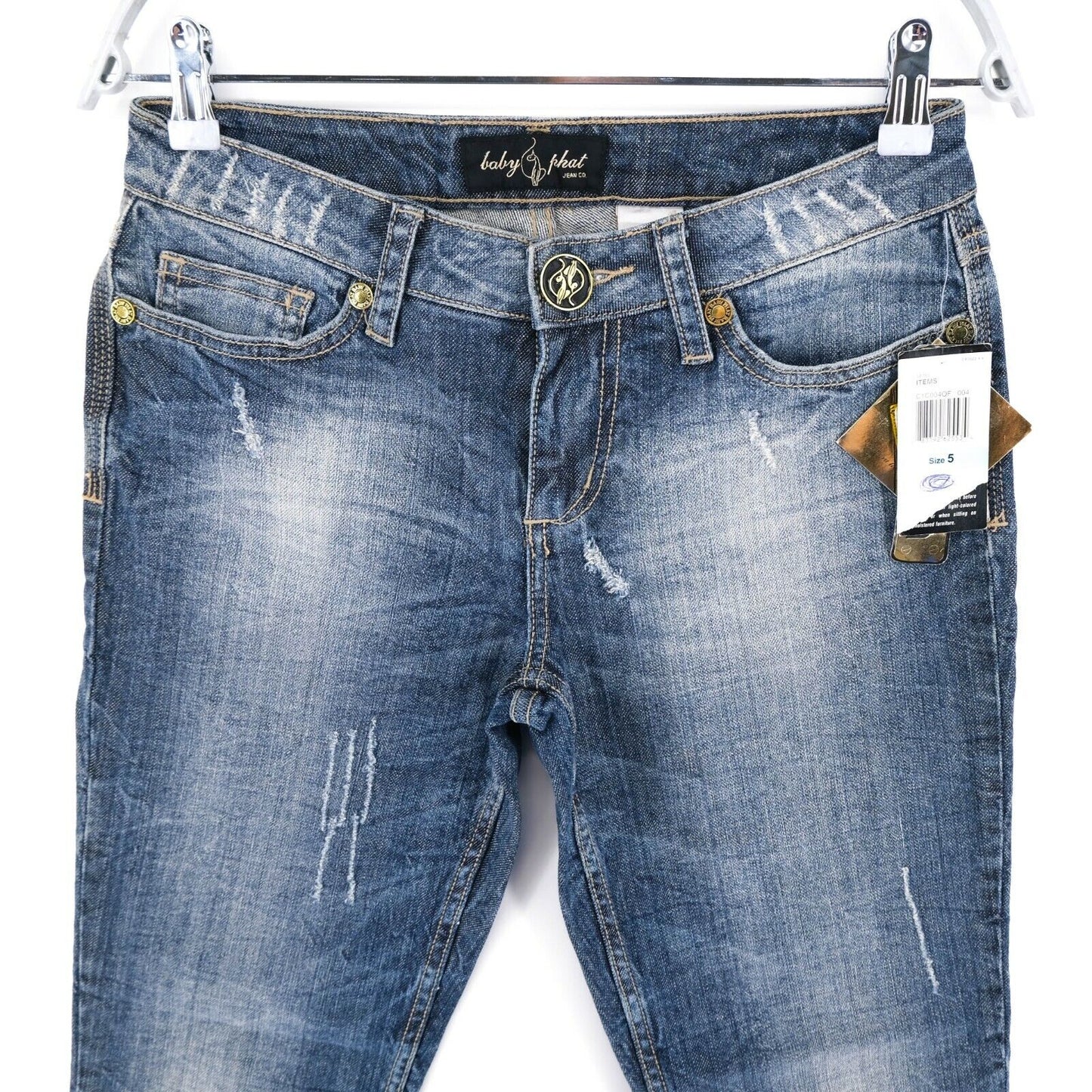 BABY PHAT Jean en denim extensible à jambe fuselée bleue Taille 5 - W28