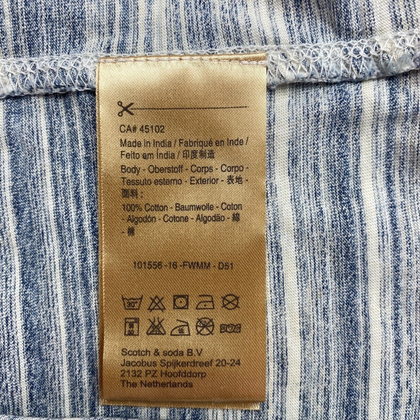 SCOTCH &amp; SODA T-Shirt mit Rundhalsausschnitt und 3/4-Ärmeln, Hellblau, gestreift, Größe L