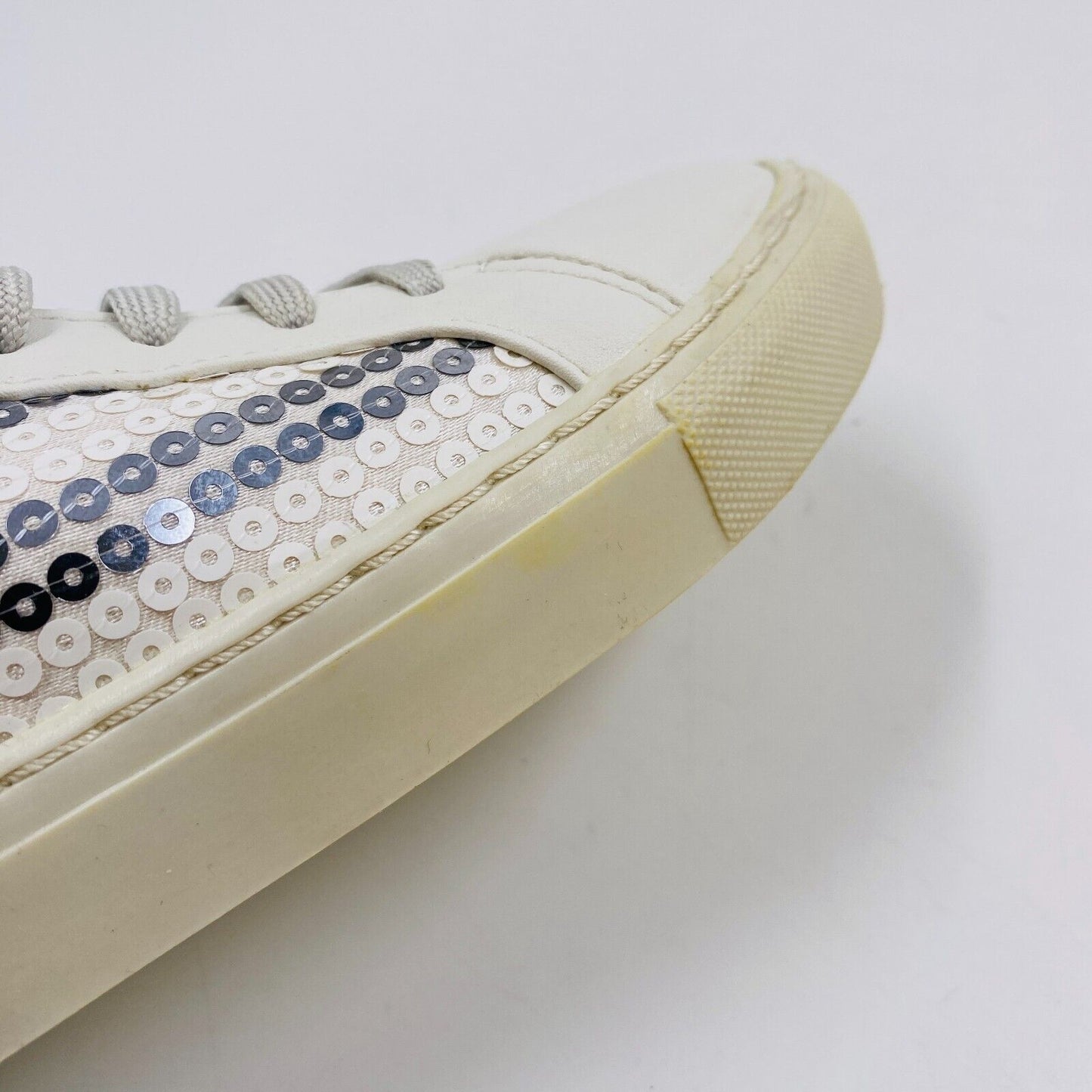 GUESS Women White Sequin Leather Sneakers Trainers Shoes EUR 35 US 5 UK 2.5