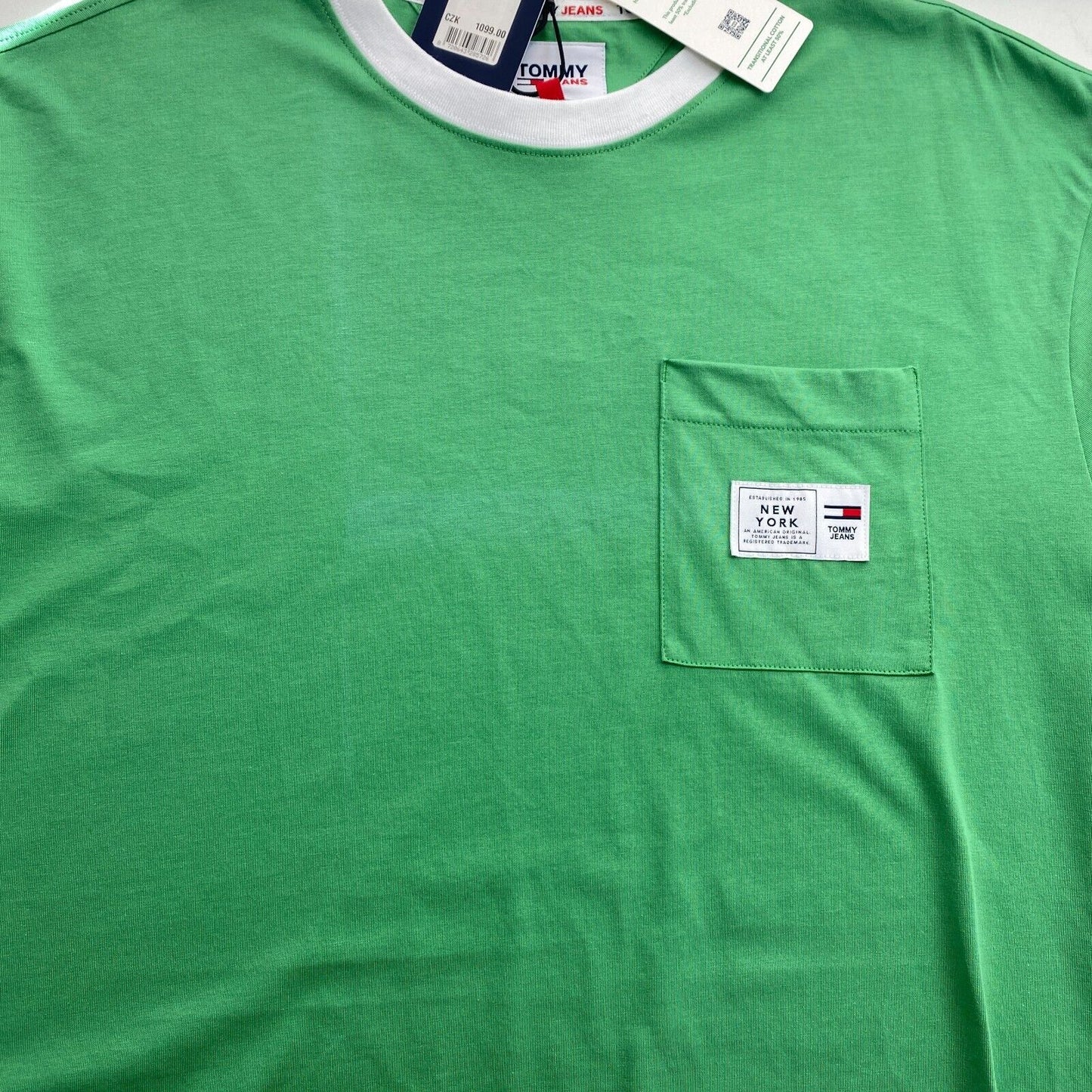 TOMMY HILFIGER JEANS Men Green Label Short Sleeve Crew Neck T-Shirt Size M