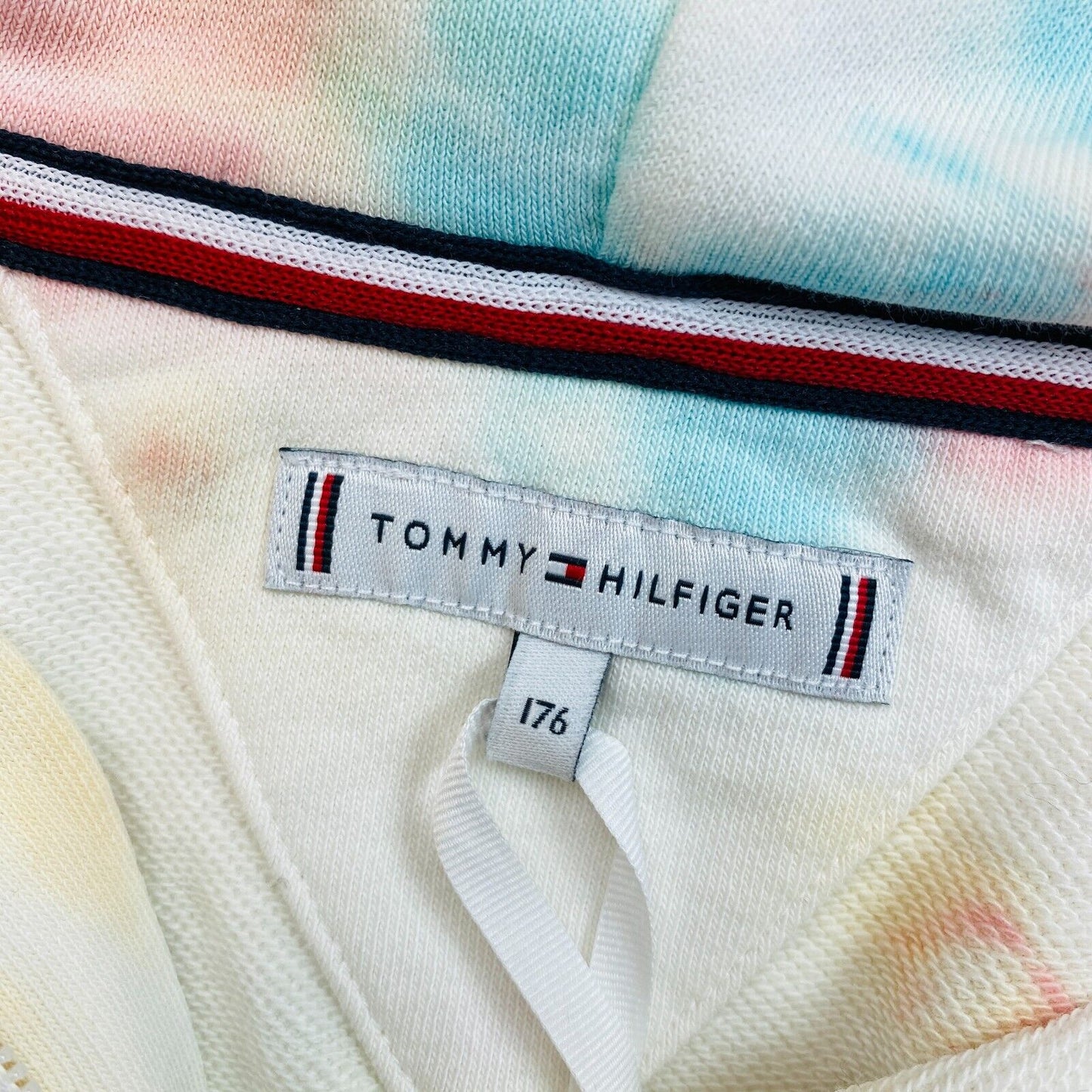 Tommy Hilfiger White Tie Dye Full Zip Hoodie Sweater Jumper Size 16 Years 176 cm