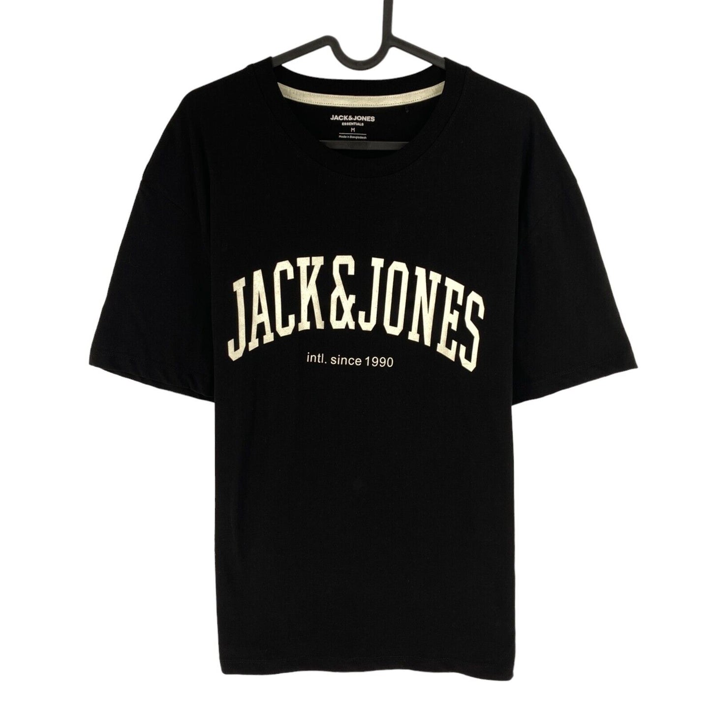 Jack & Jones Men Black Crew Neck Short Sleeves T-Shirt Size M