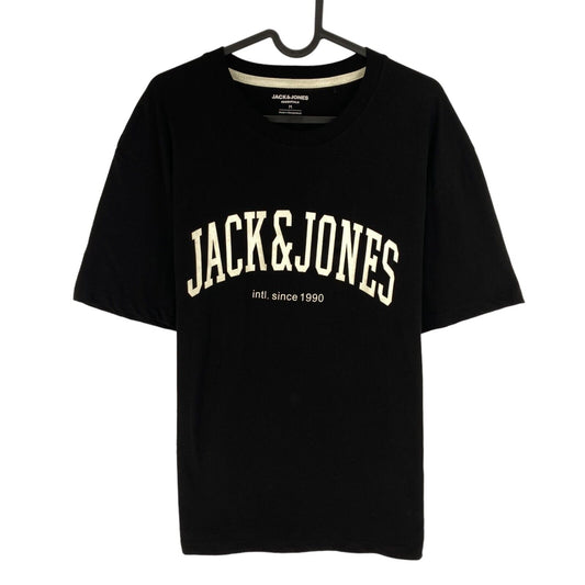 Jack & Jones Men Black Crew Neck Short Sleeves T-Shirt Size M