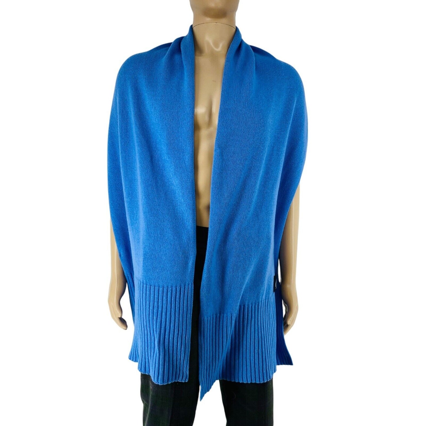 CALVIN KLEIN JEANS Men Blue Wool Cashmere Blend Knit Scarf Shawl