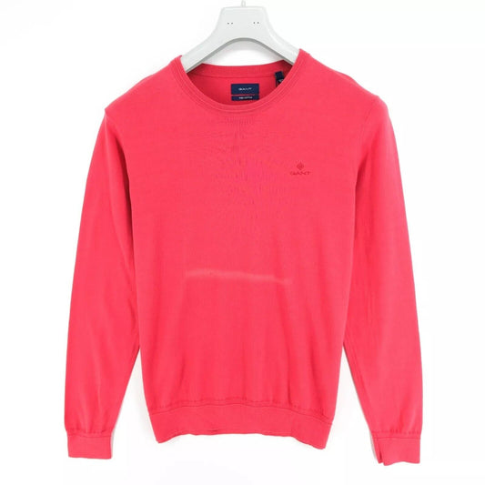 GANT Mens Light Red Pima Lux Contrast Crew Neck Sweater Jumper Size M