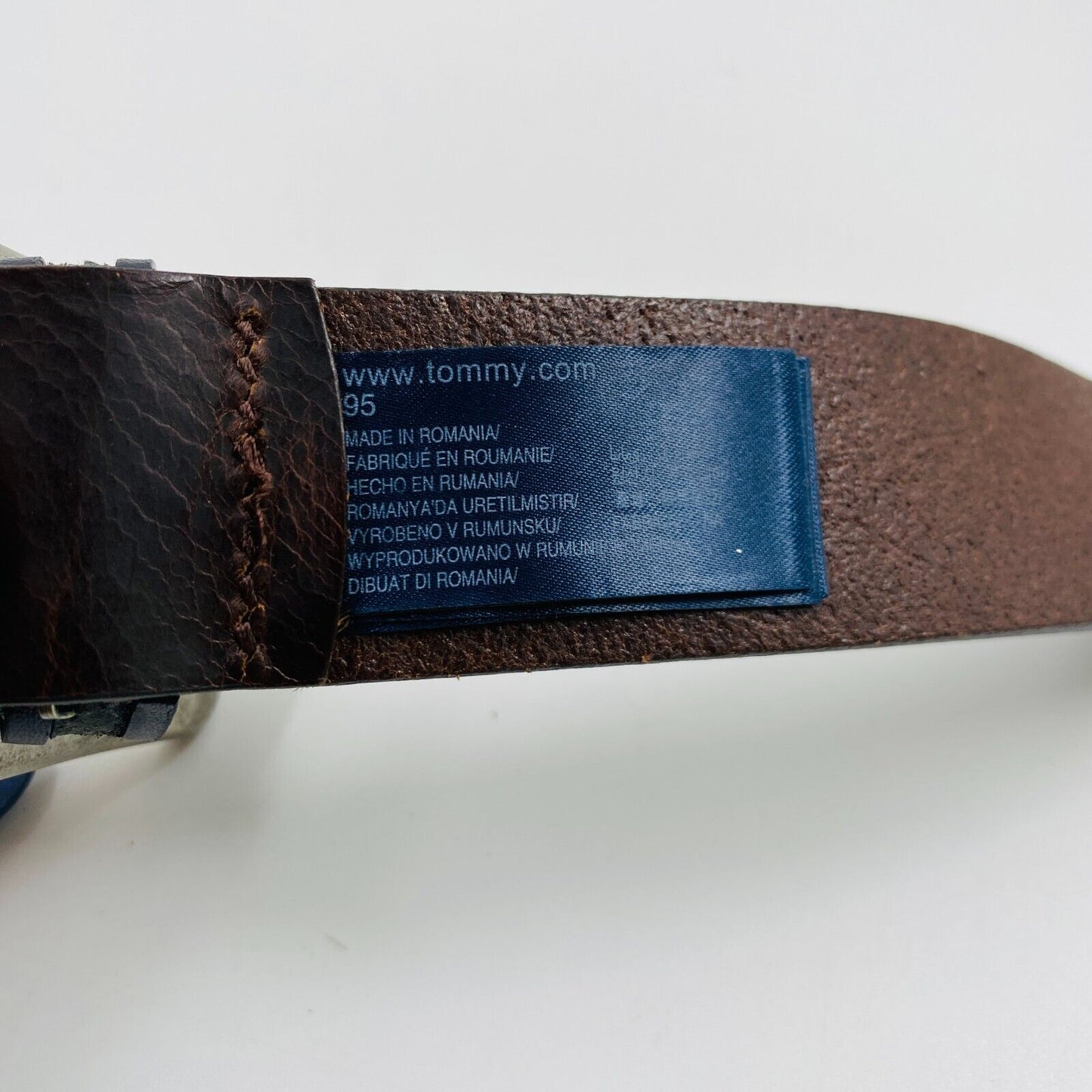 Tommy Jeans Mens Dark Brown Classic Leather Belt Size 95 cm. 38 In.