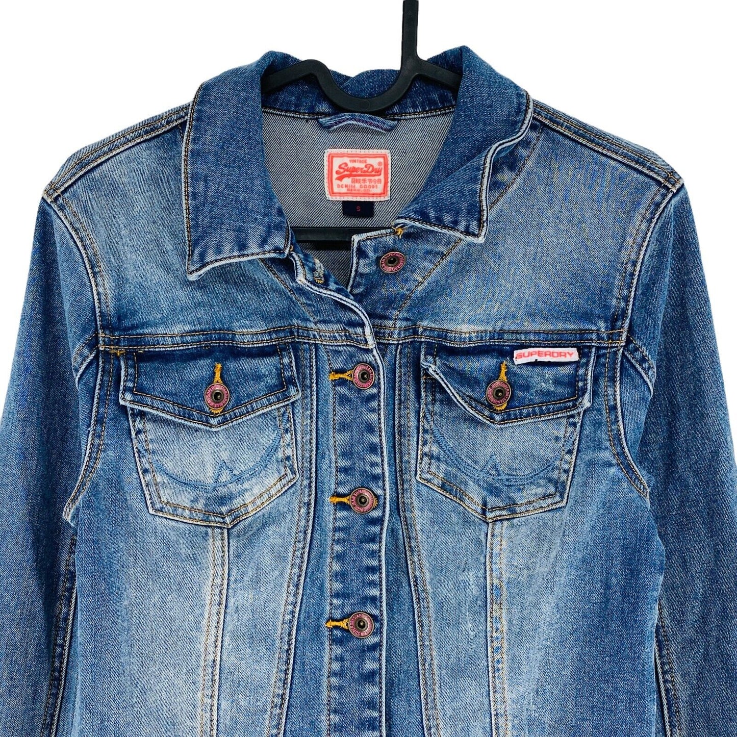 SUPERDRY DENIM GOODS Indigo Blue 100% Cotton Denim Jacket Size S