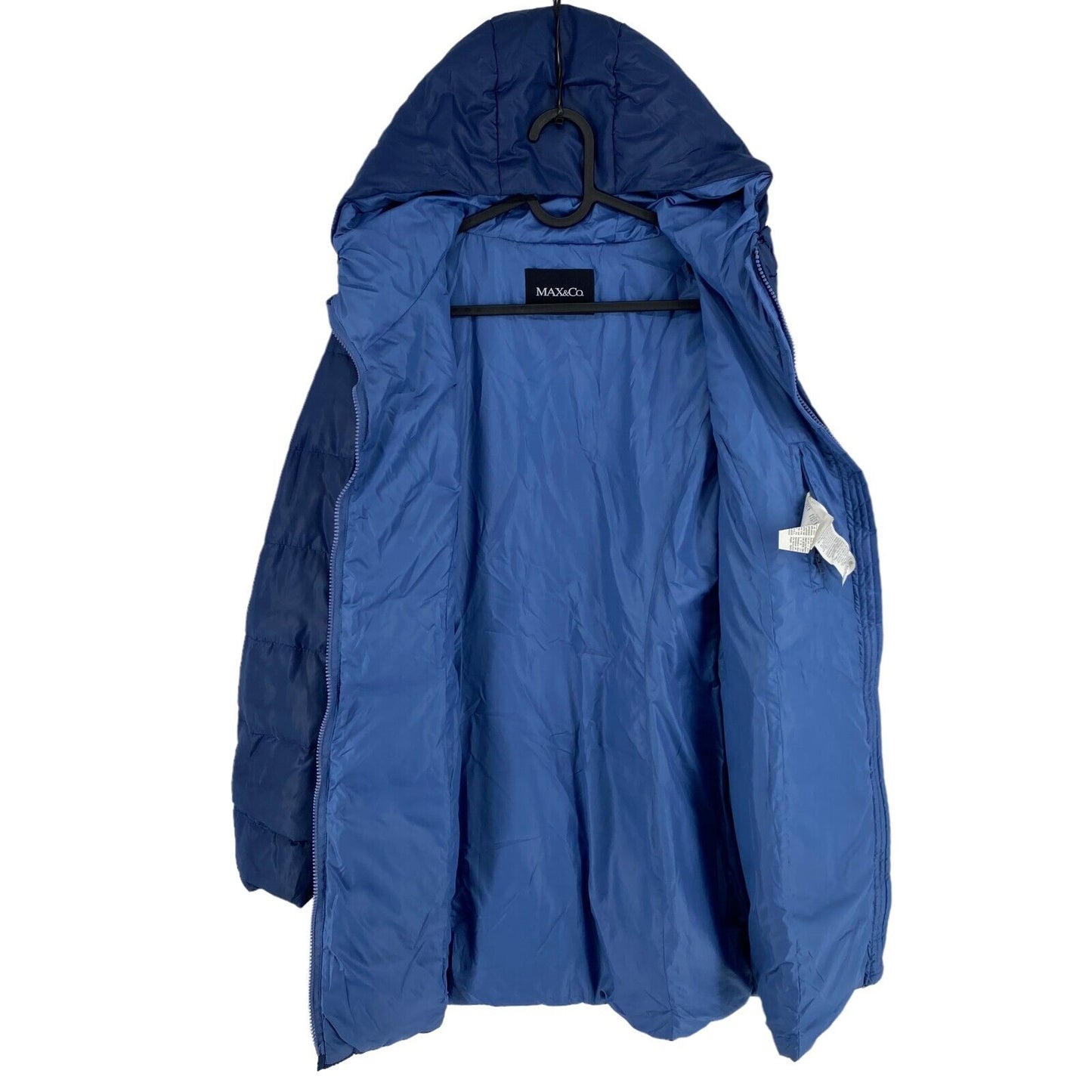 MAX&amp;Co. Bleu marine à capuche doudoune manteau taille EU 36 UK 8 US 4