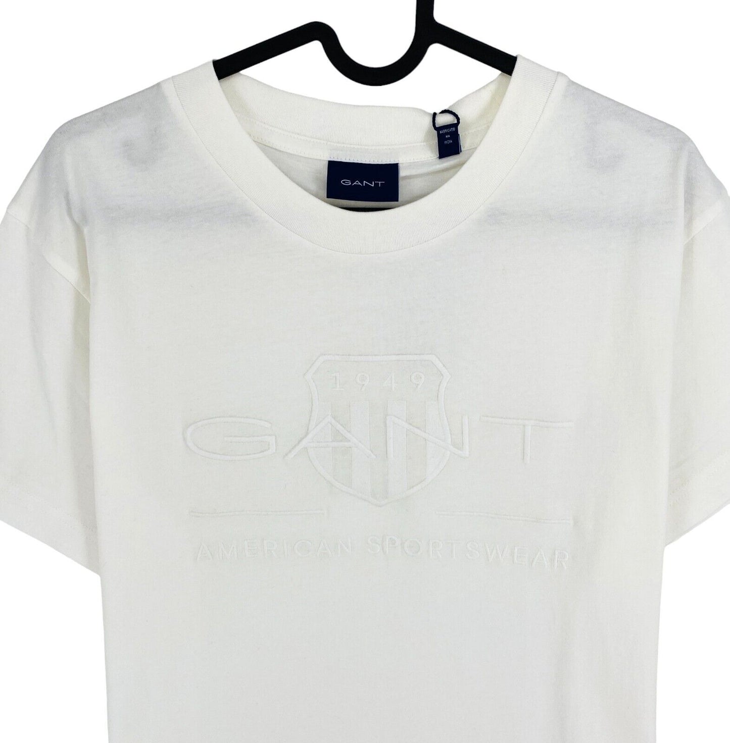 GANT Men White Tonal Archive Shield Crew Neck Short Sleeve T Shirt Size L