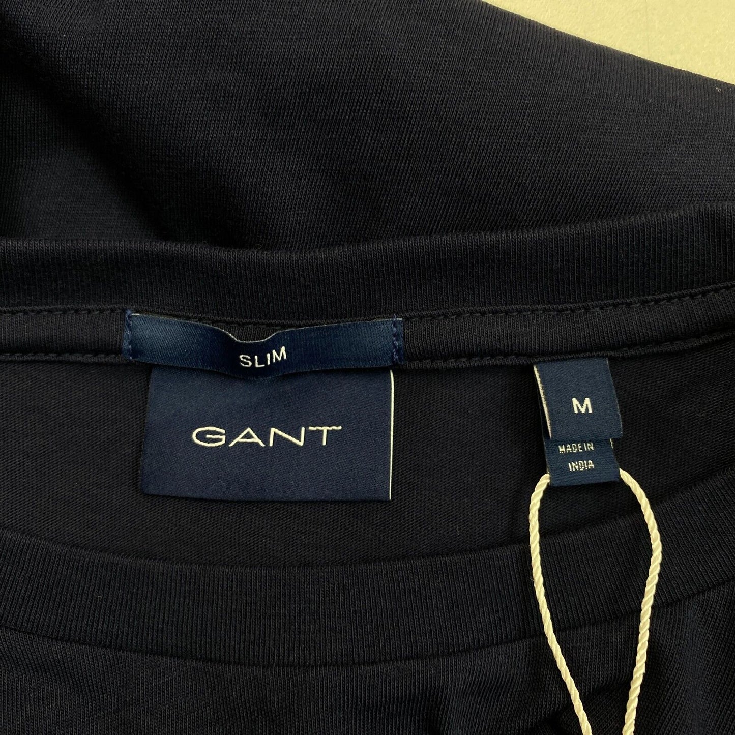 GANT Men Navy Blue Original Slim Fit Crew Neck Short Sleeves T Shirt Size M