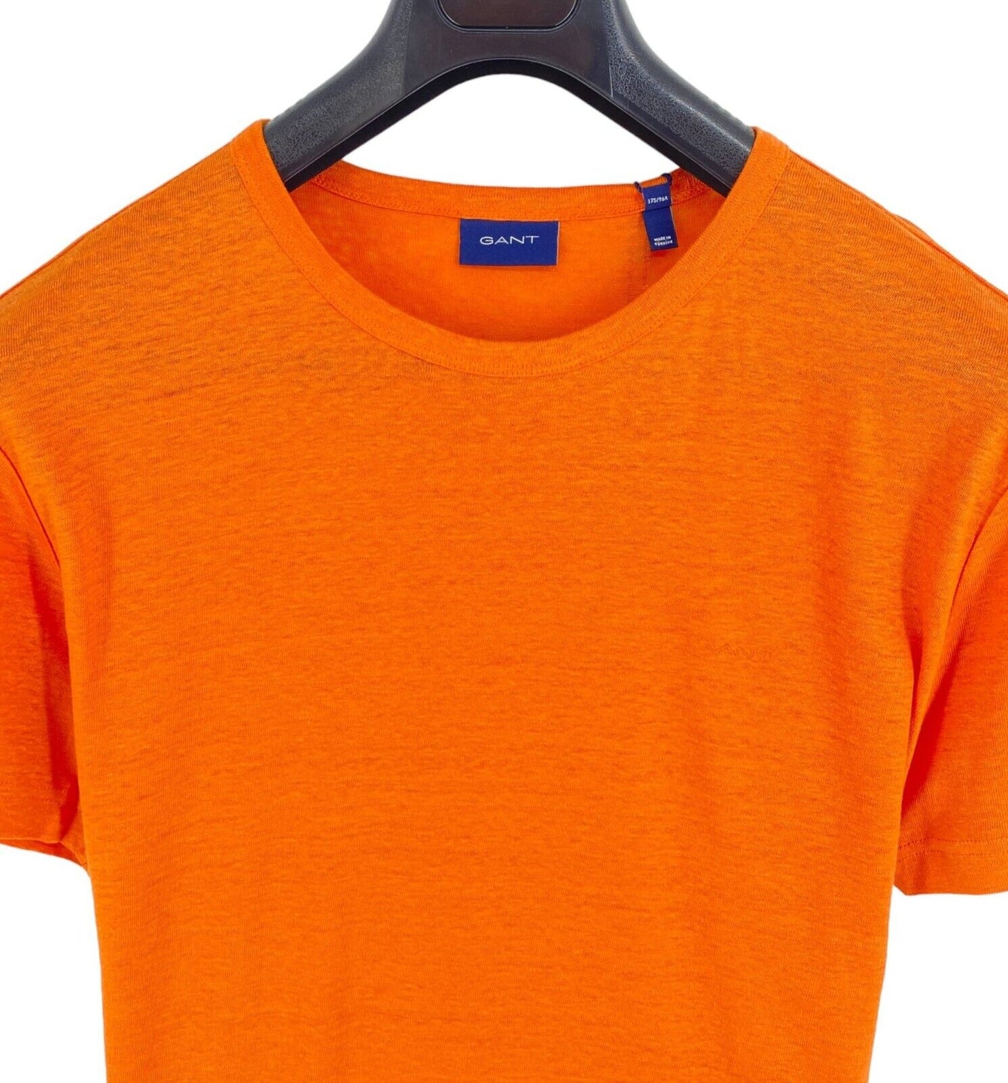 GANT Men Orange Linen Crew Neck Short Sleeves T Shirt Size M