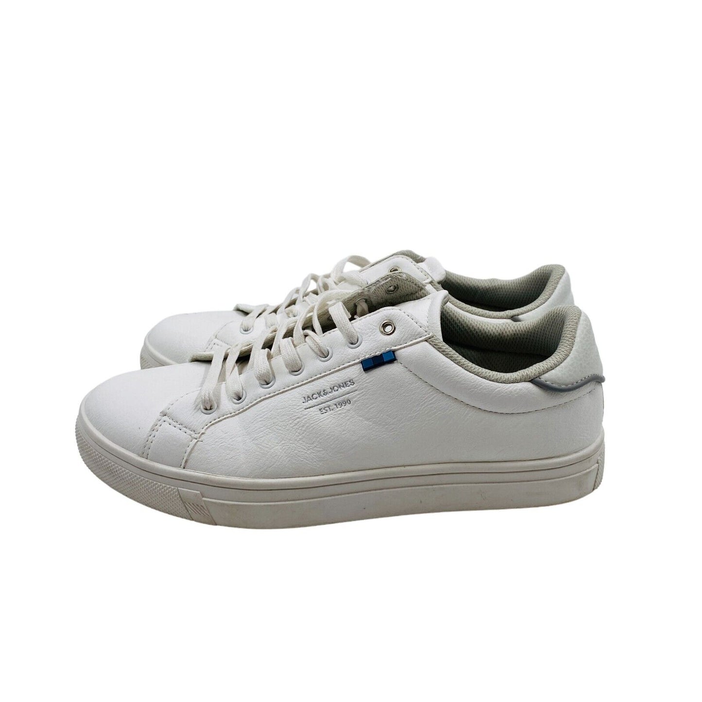 JACK&JONES White Low Top Lace Up Sneakers Shoes Size EU 42 UK 8 US 9