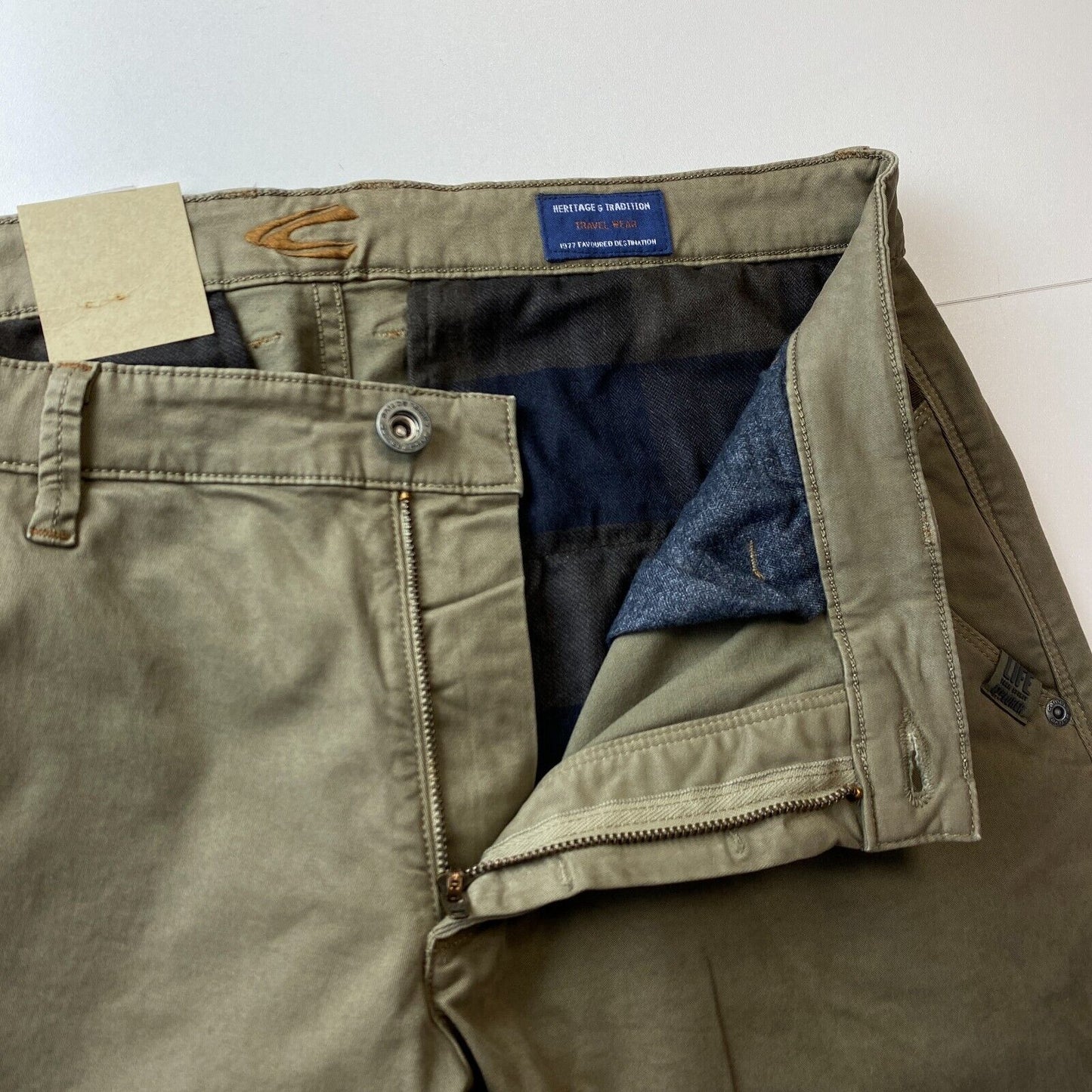 Camel Active MADISON Pantalon chino moderne coupe slim vert kaki W33 L36