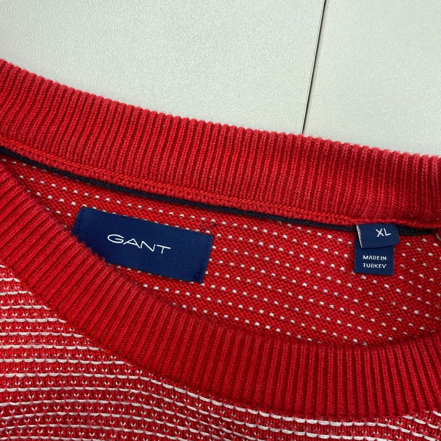 GANT Rot Leichte Textur Pullover Rundhals Pullover Größe XL