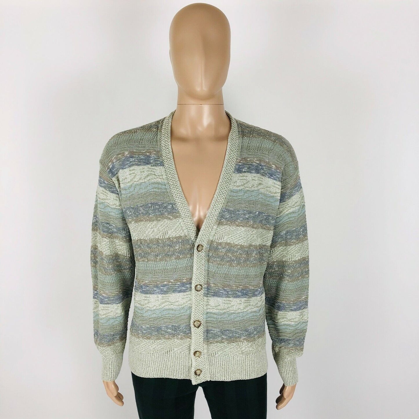 Cosby vintage Rétro années 90 SUNNY Gris Cardigan Pull EUR 48 US UK 38 - M