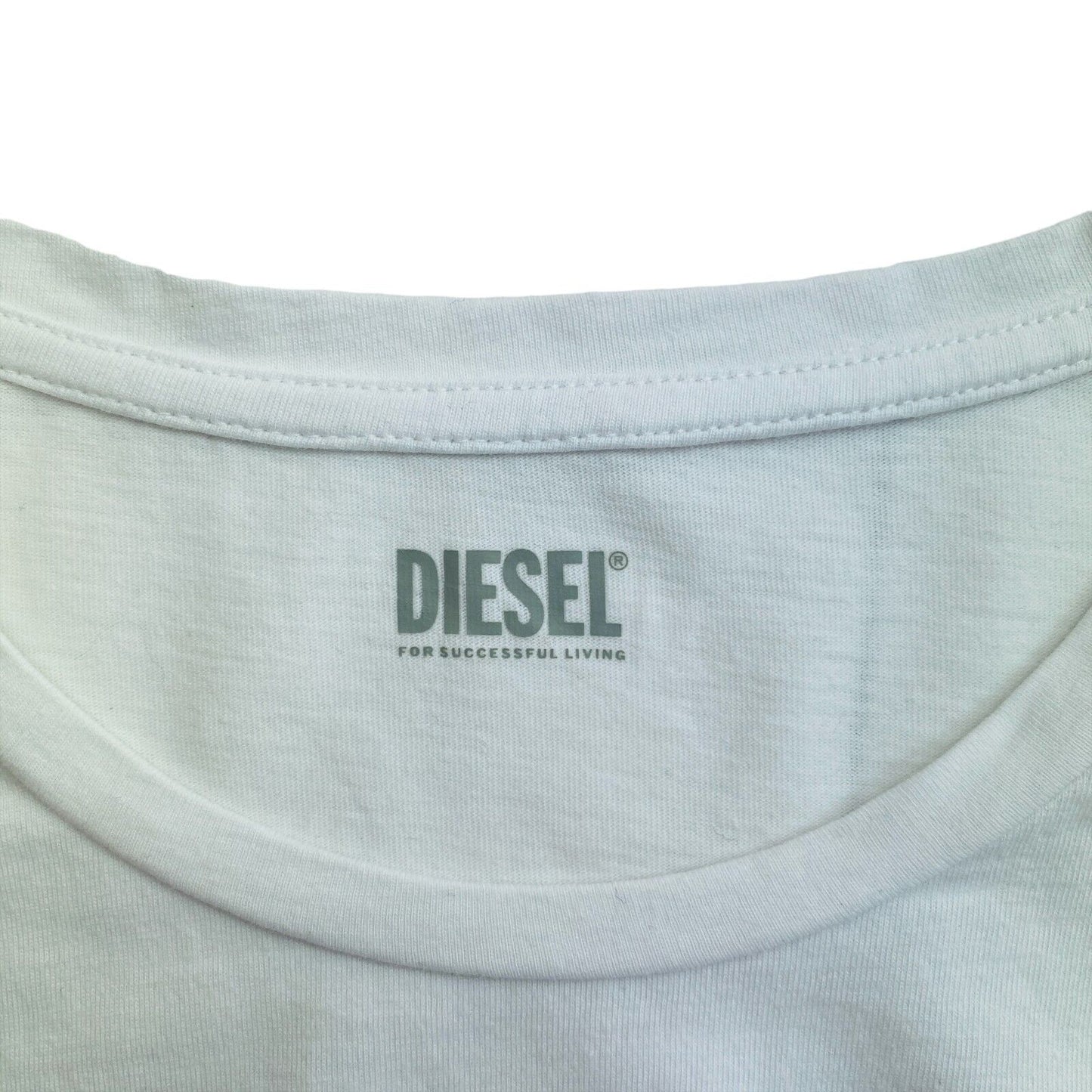 Diesel Blanc Solid Crew Neck T-Shirt Taille L