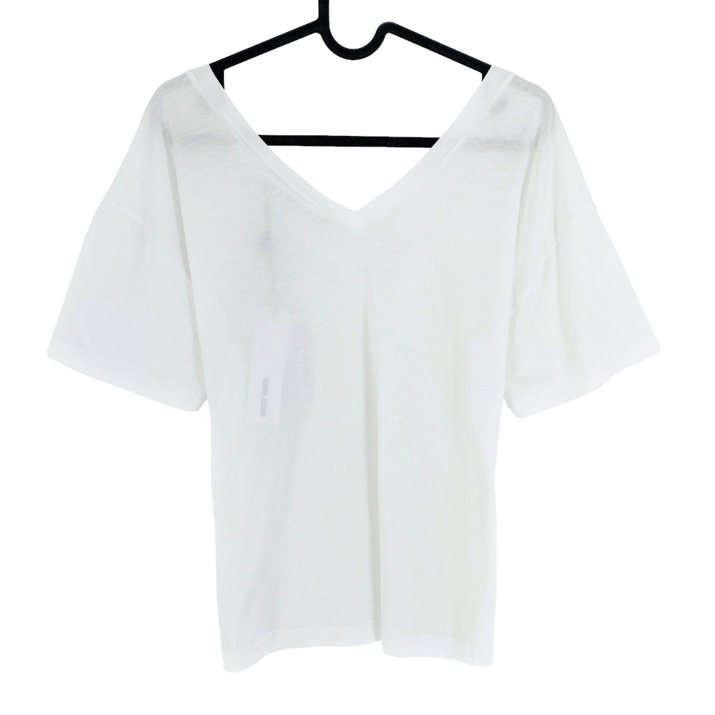 Karl Lagerfeld White Double V Neck T Shirt Size S