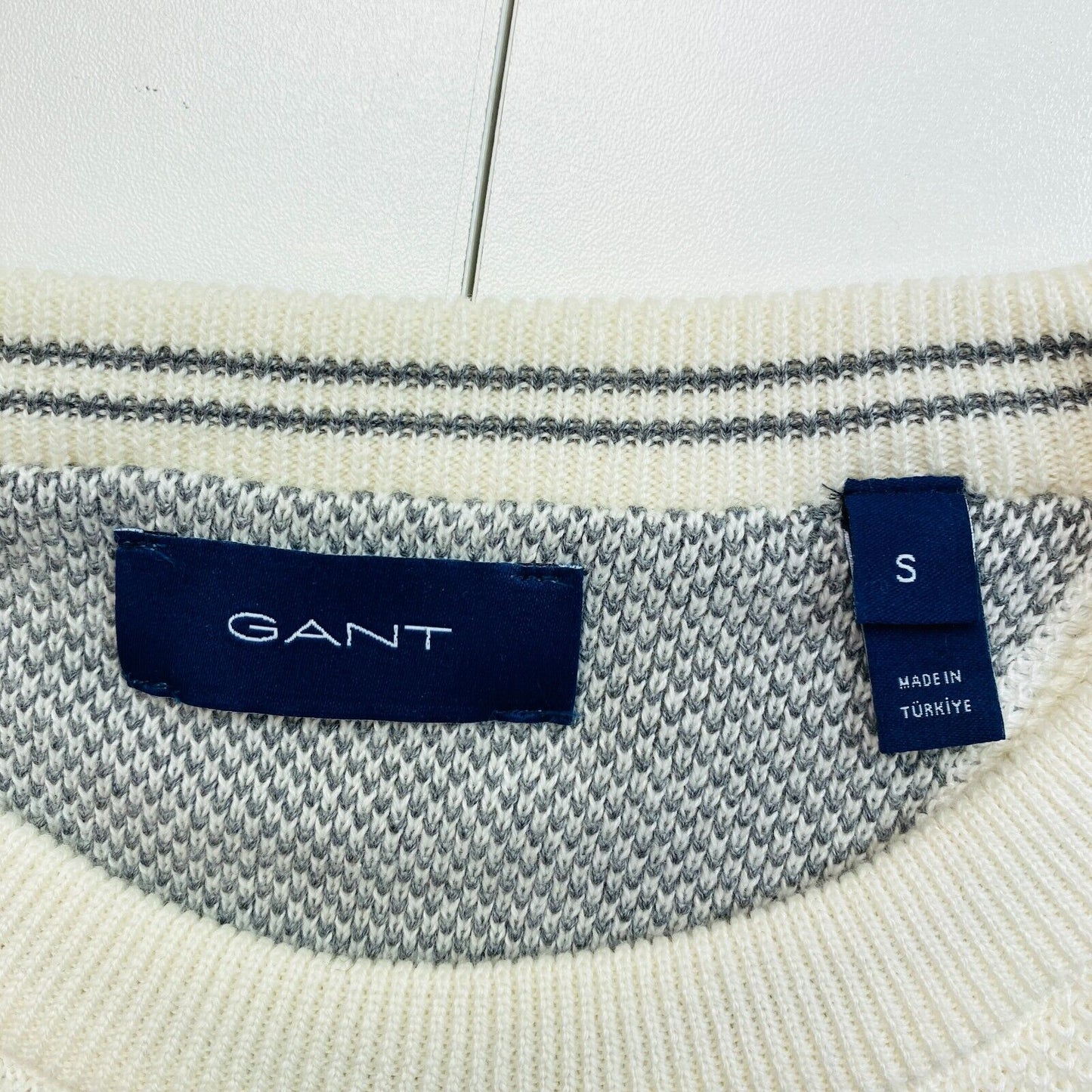 GANT Beige Cotton Pique Crew Neck Sweater Pullover Size S