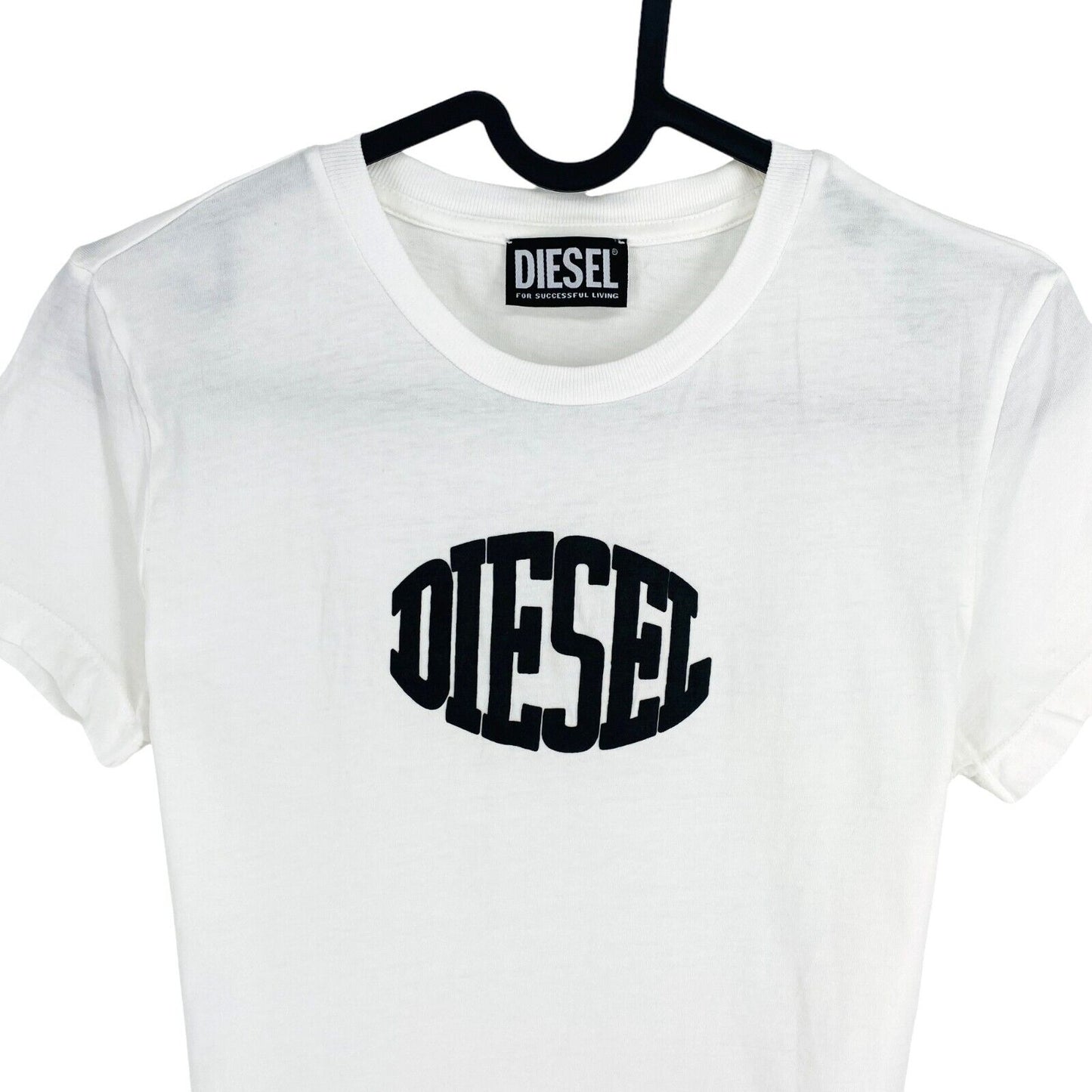 DIESEL Women White T-SLI-E2 Crew Neck SS T Shirt Size M