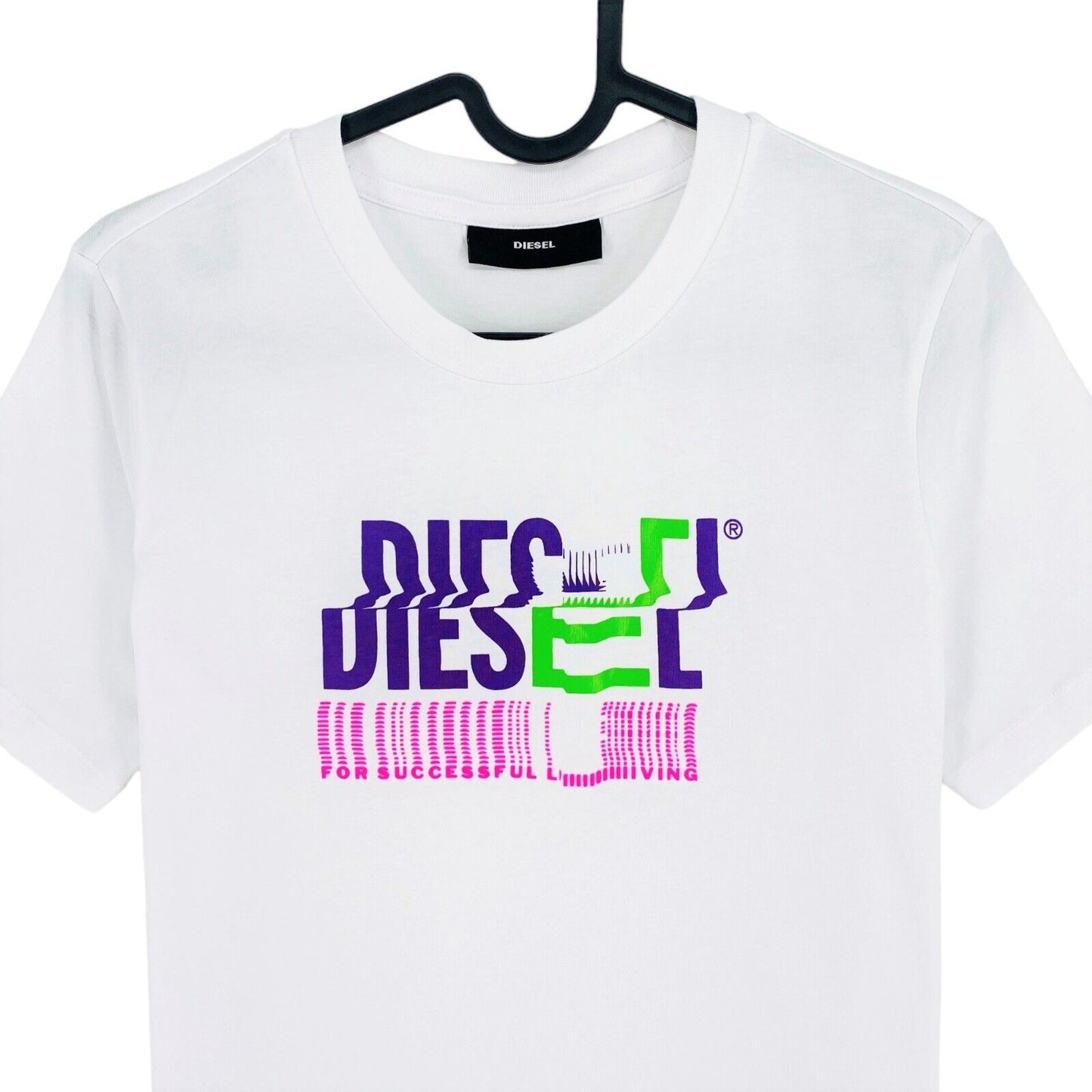 DIESEL White Neon Logo T Shirt Size M