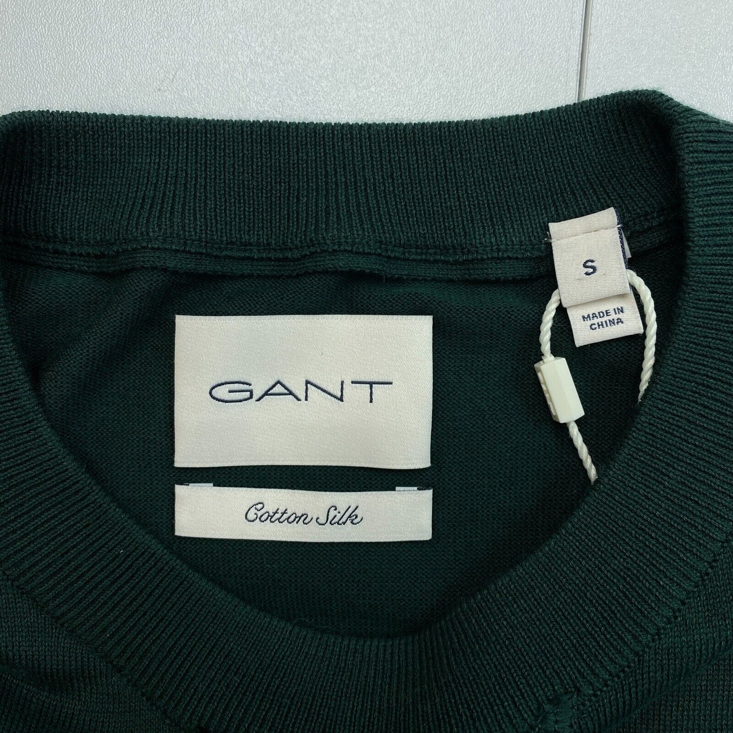 GANT Dark Green Cotton Silk Crew Neck Sweater Jumper Size S