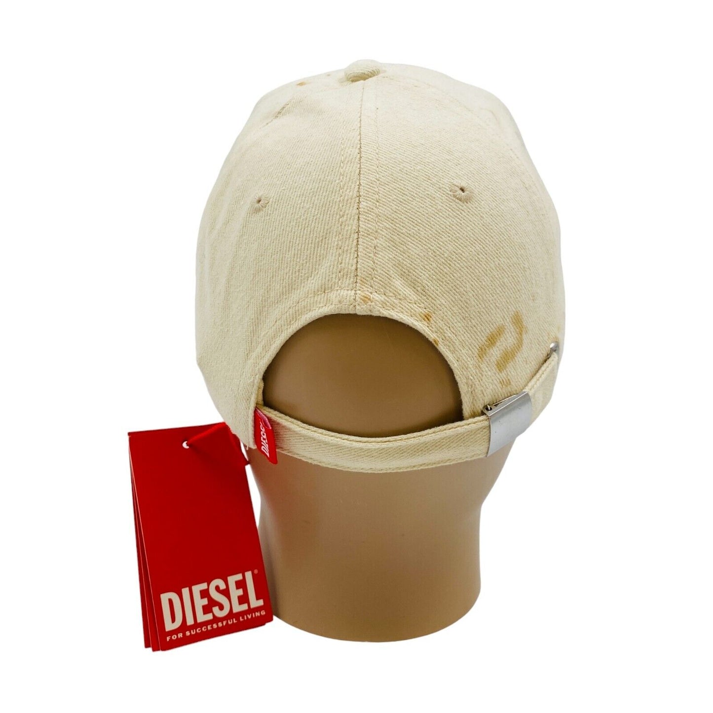 DIESEL Mens Beige Cotton Logo Baseball Twill Cap Hat One Size