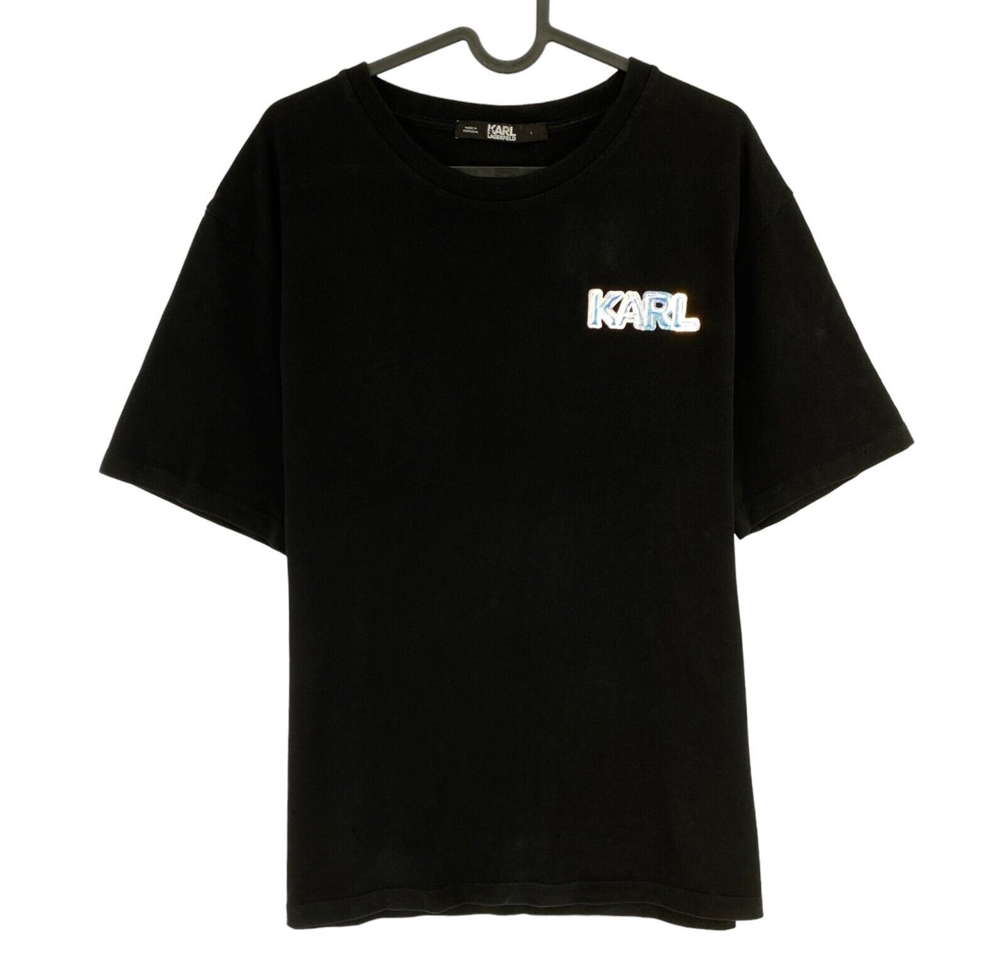 Karl Lagerfeld T-Shirt mit Rundhalsausschnitt und Ballon-Logo, Schwarz, Größe L