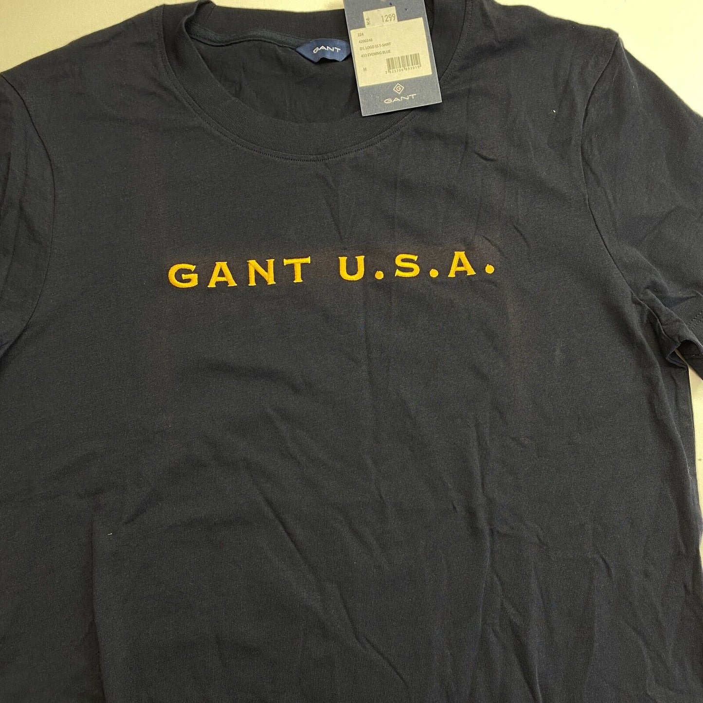 GANT Women Navy Blue Logo Crew Neck Short Sleeve T Shirt Size M