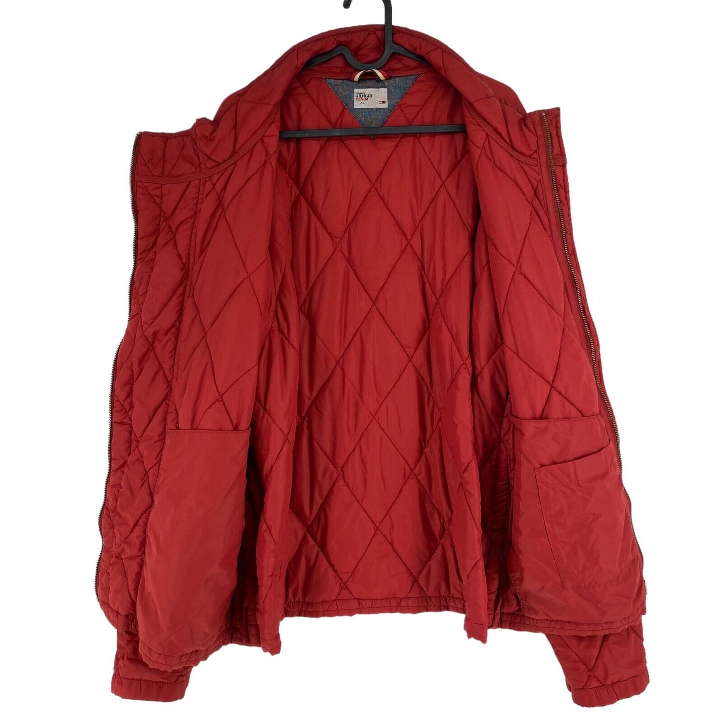 TOMMY HILFIGER DENIM Red Quilted Jacket Coat Size XL