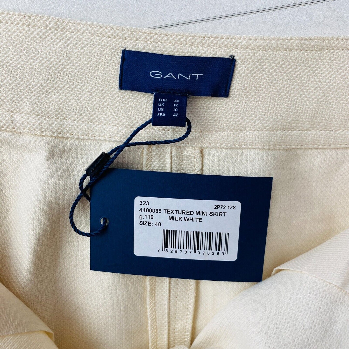 GANT Women Beige Textured Linen Blend Mini Skirt Size EUR 40 UK 12 US 10 W32