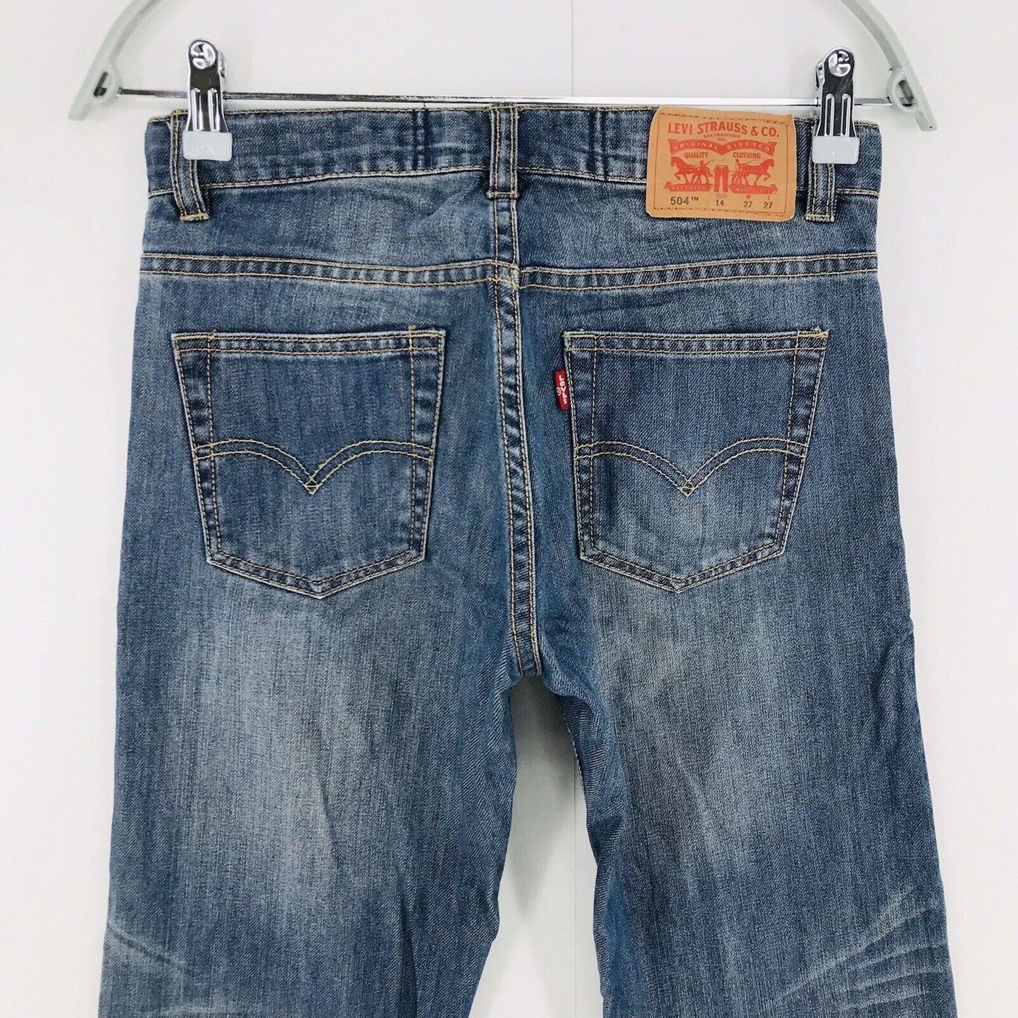 Vintage Levi's 504 Boys Blue Regular Straight Fit Jeans 14 / W27 L27