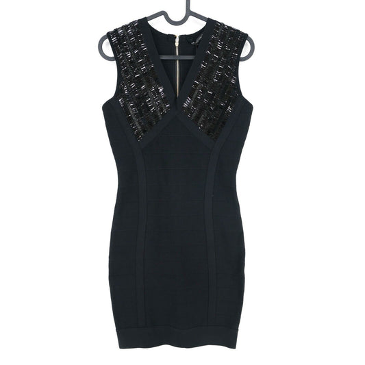 GUESS MARCIANO Black V Neck Beaded Bodycon Dress Size 2 - XS