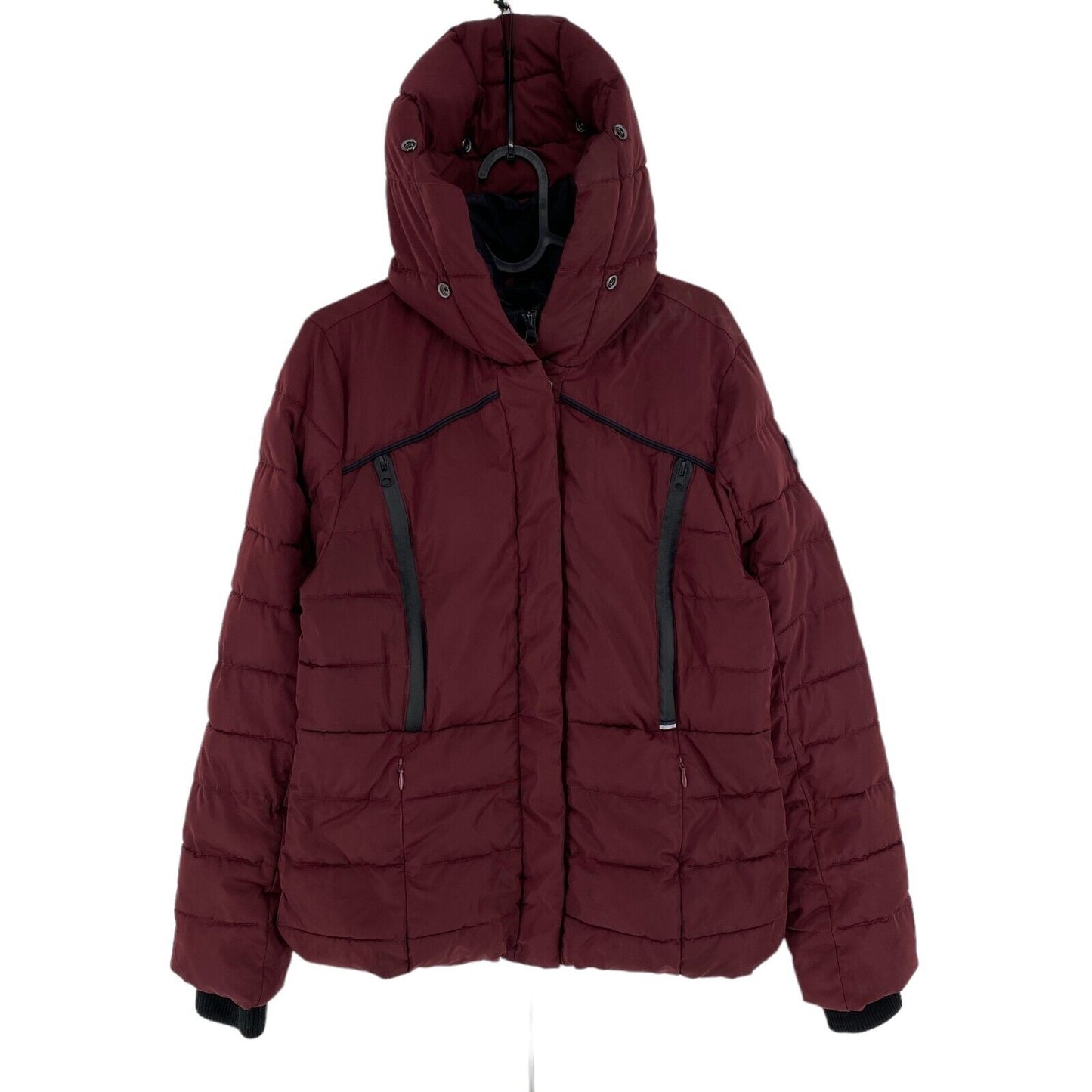 SUPERDRY Dark Red Hooded Padded Jacket Coat Size S