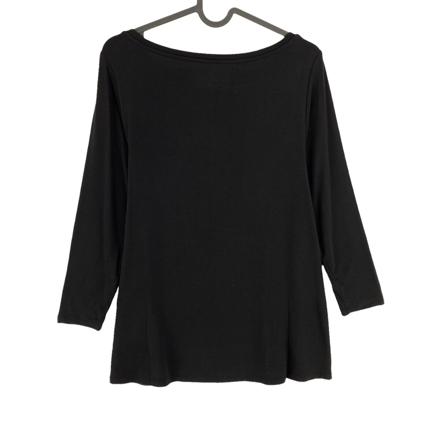 Daily Ritual Black 3/4 Sleeves Round Neck Flared Blouse Top Size S