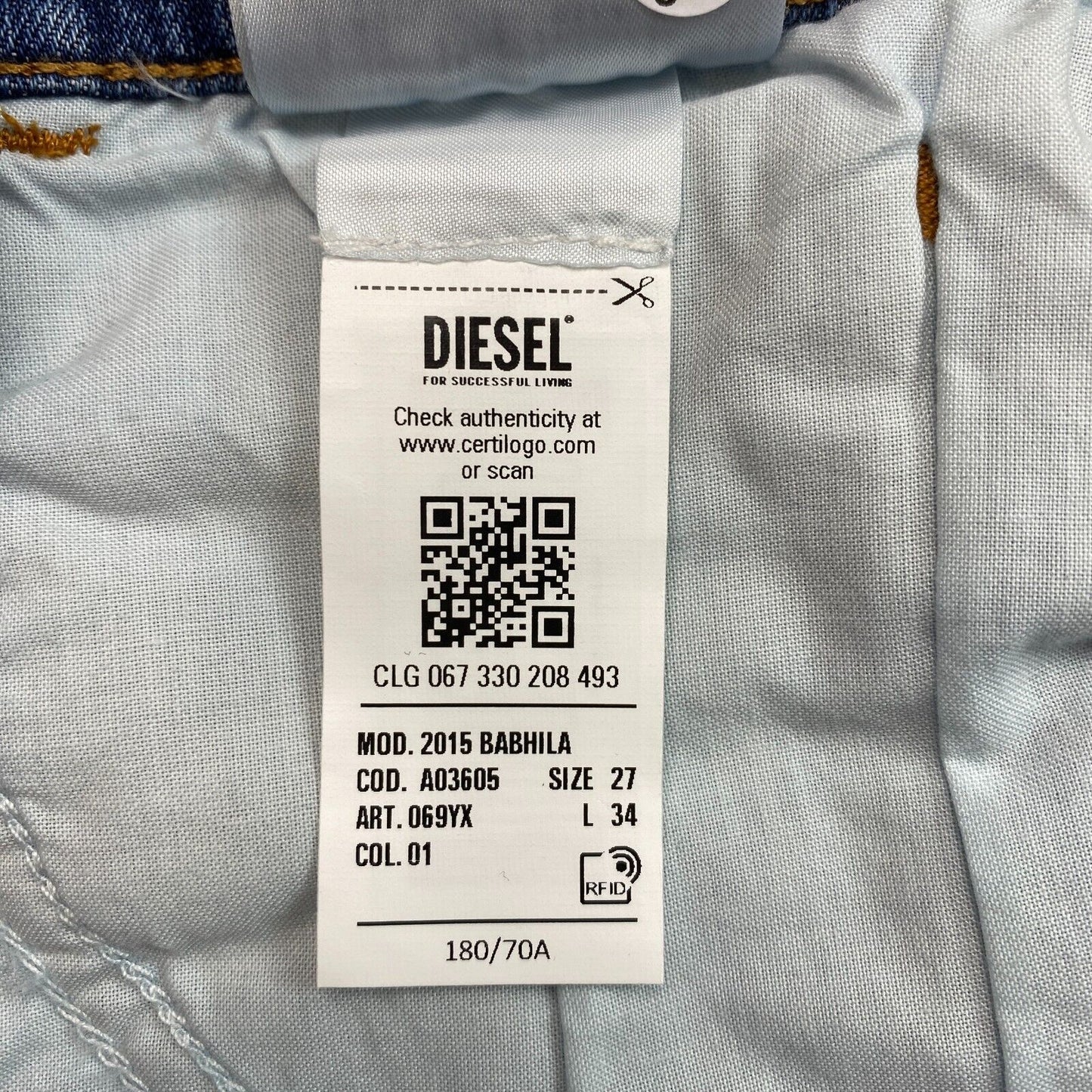 DIESEL Blue Skinny Jeans Size W27 L34