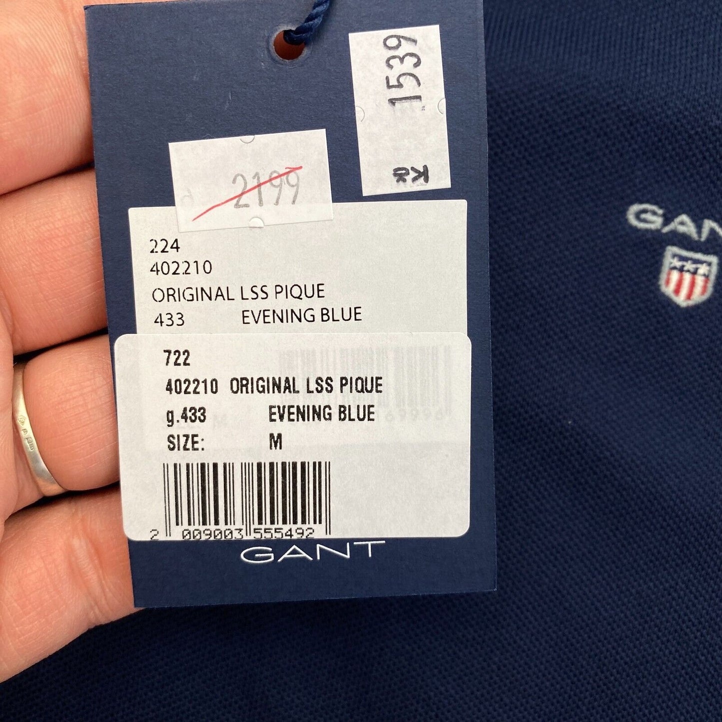 GANT Women Navy Blue Original Pique Polo Shirt Size M