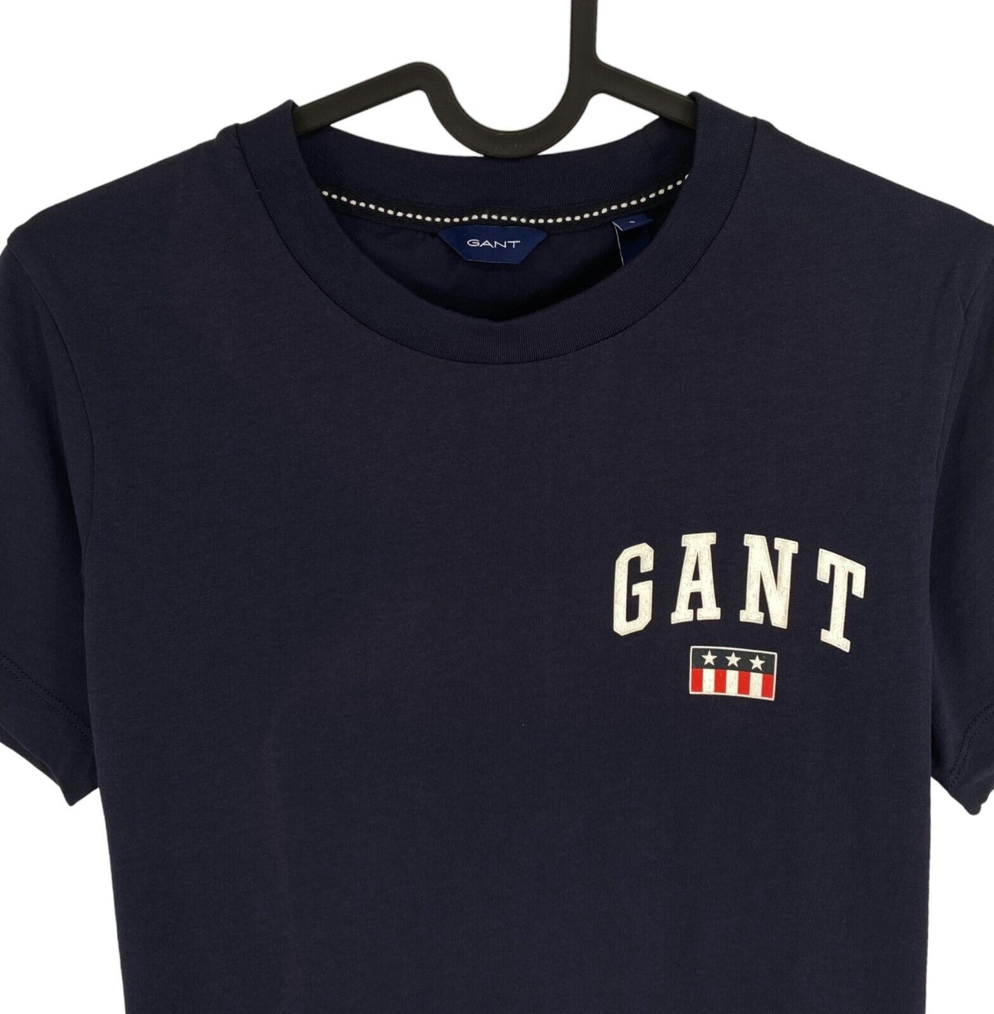 GANT Women Navy Blue Tag SS Crew Neck T Shirt Size S