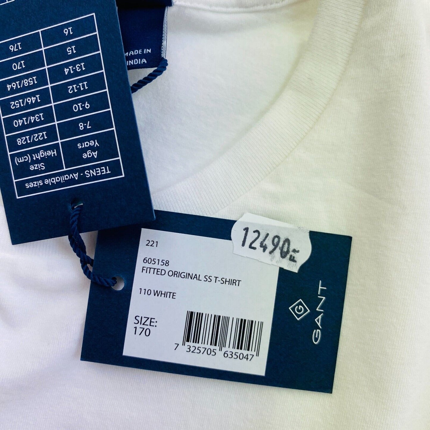 GANT T-shirt blanc ajusté original à col rond pour fille Taille 15 ans 170 cm