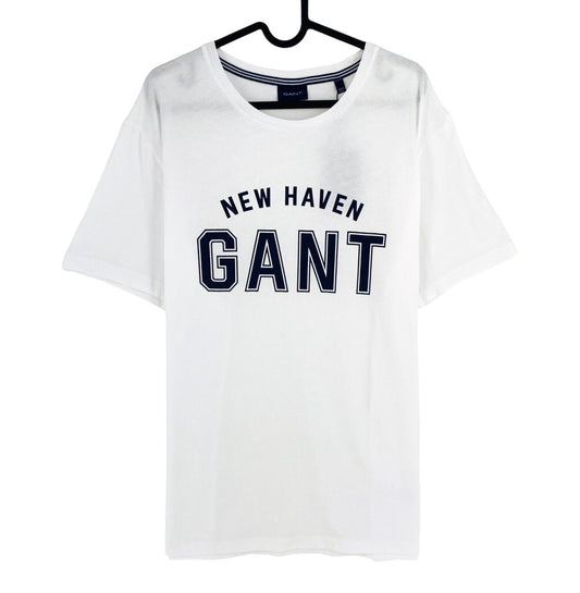 GANT Men White Logo Crew Neck Short Sleeve T-Shirt Size XL