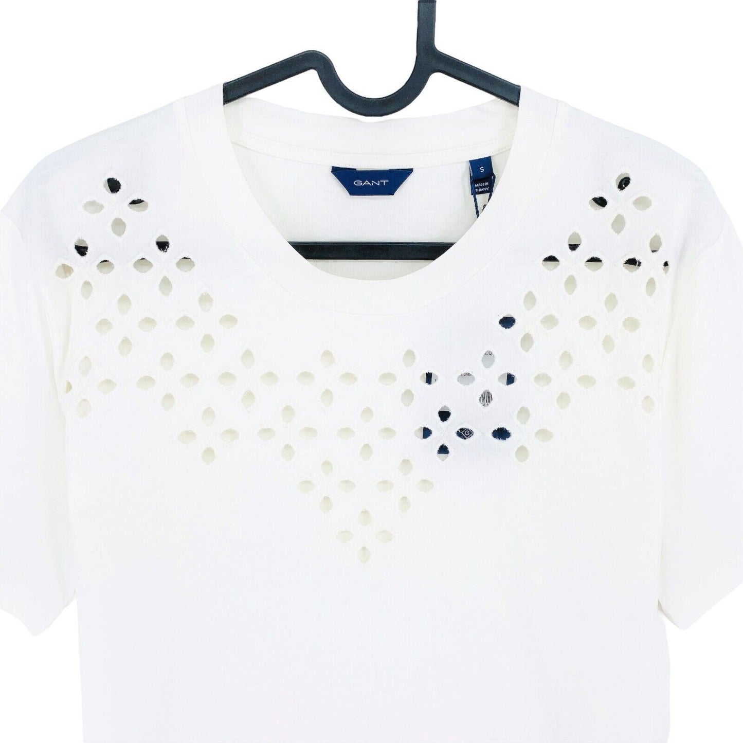 GANT Blanc Desert Jewel Broderie Ras du Cou SS T-shirt Taille S