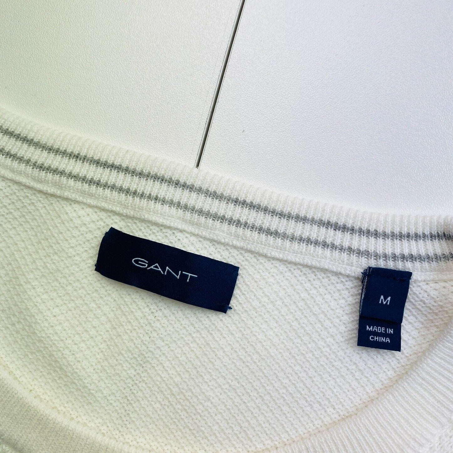 GANT Pull en piqué de coton blanc Taille M